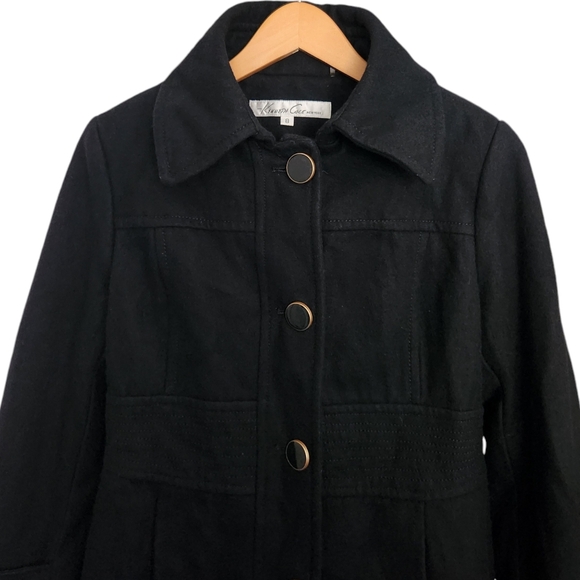Kenneth Cole New York Womens 8 Black Wool Blend Walker Coat - Picture 3 of 12